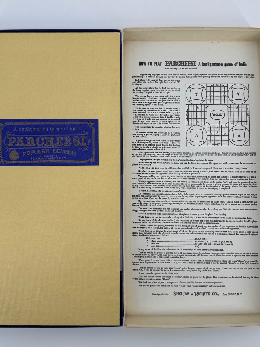 Vintage 1964 Parcheesi Gold Seal Edition Selchow & Righter Board Game Retro - Picture 5 of 10